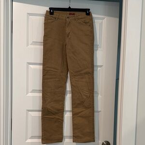 7 For All Mankind Tan Straight-Leg Pants